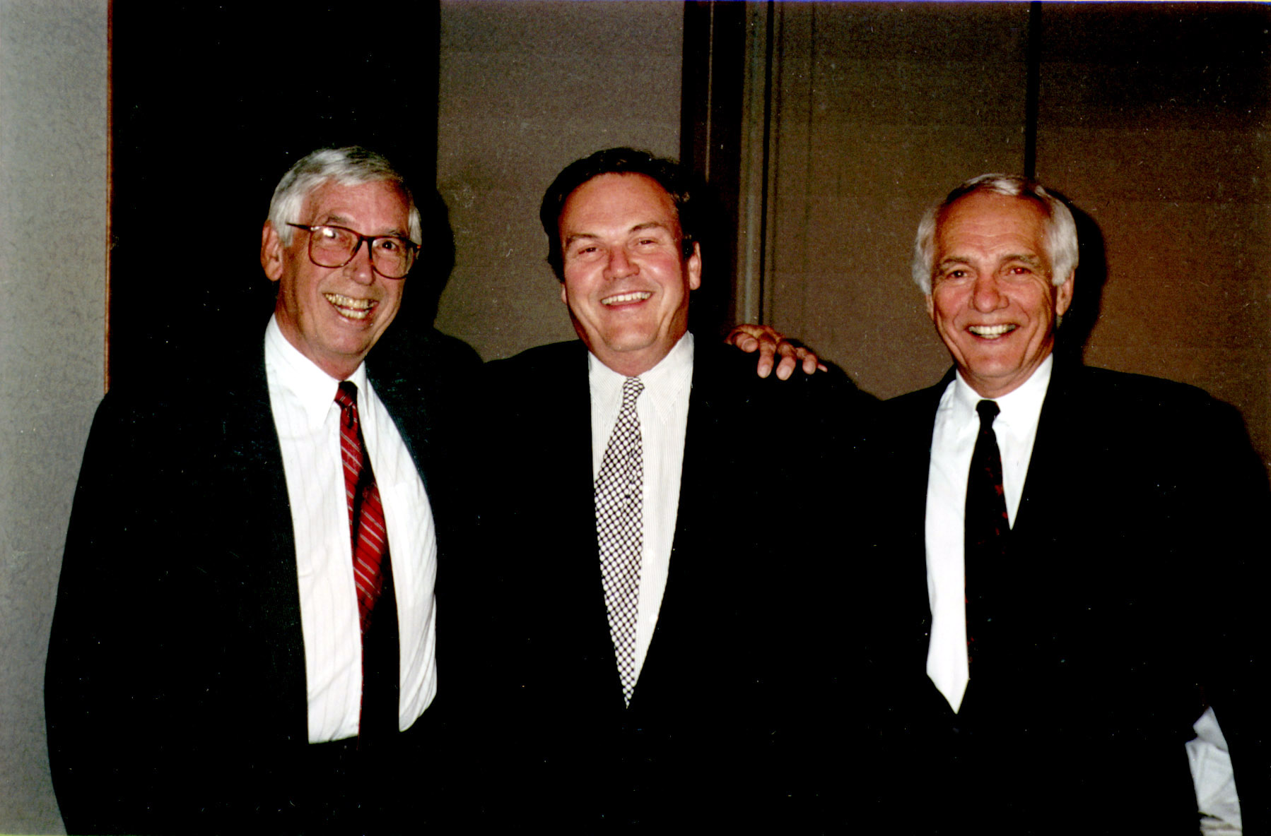 Three McMaster family medicine chairs pictured here in 1999 at the first Carl Moore Lectureship are from left to right: Ron McCauley, Walter Rosser and Carl Moore.