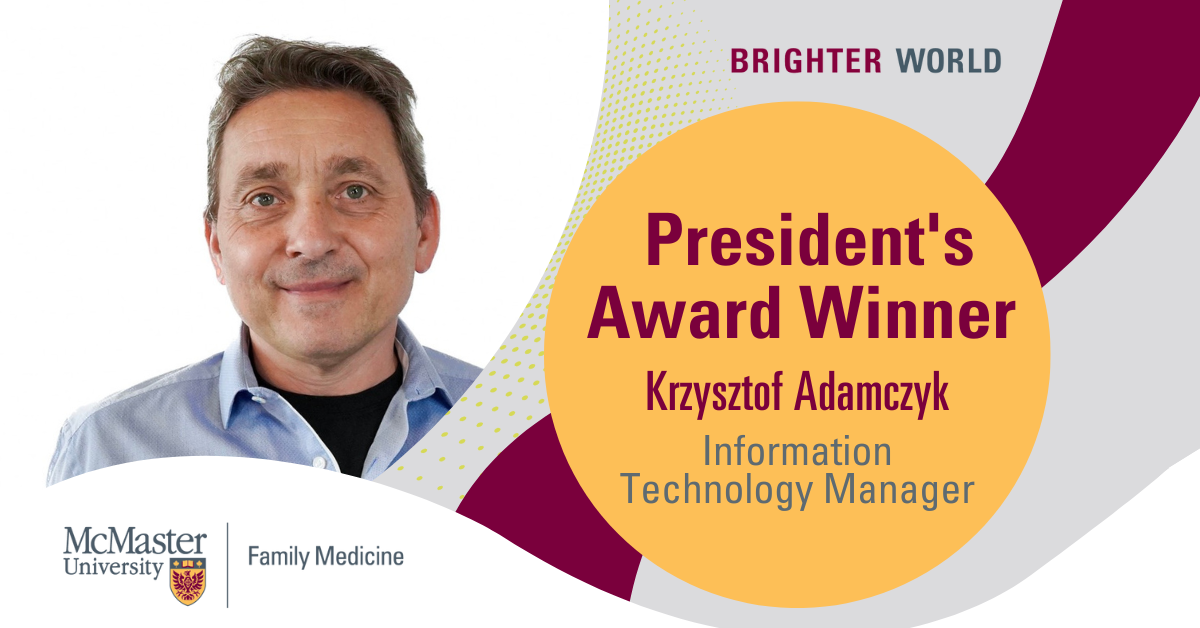 President's Award Winner, Krzysztof “Kris” Adamczyk, IT Manager